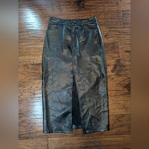 Dynamite Faux Leather Black Midi Skirt Size XS
